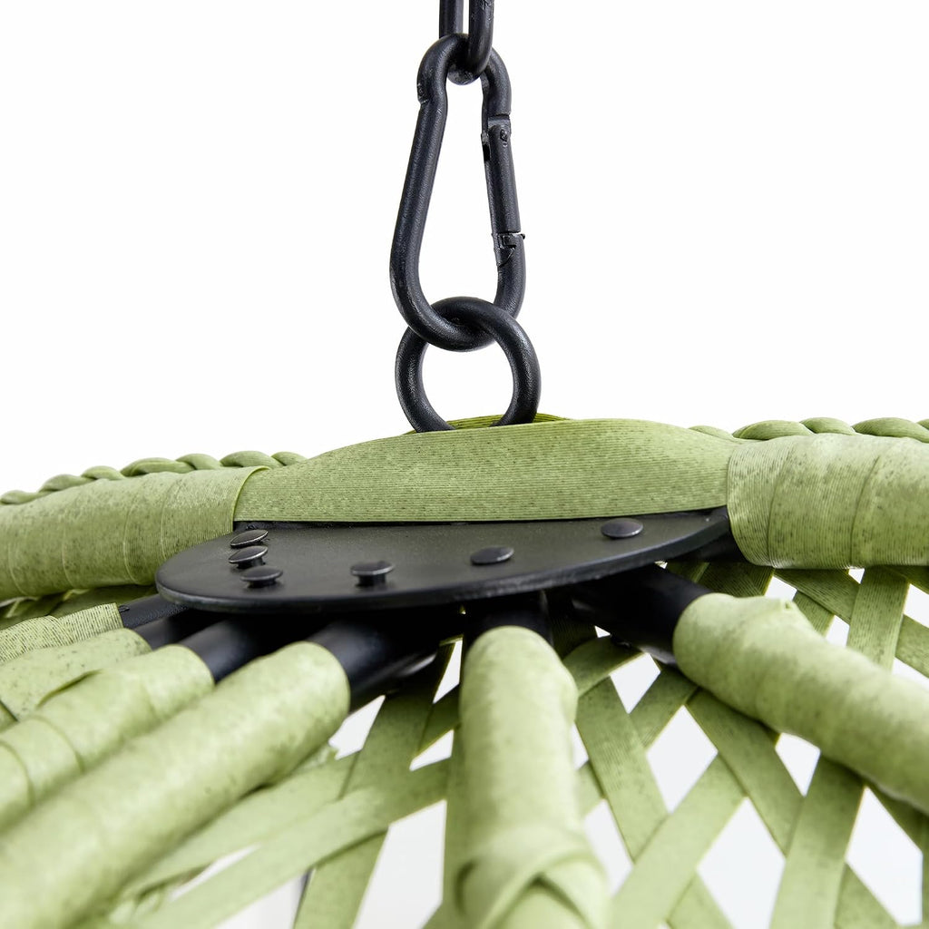 Hanging Egg Chair with Stand & Cushions, Outdoor and Indoor Hammock Rattan Swing Chair 350 lbs Capacity with Aluminum Steel Frame for Patio, Balcony, Backyard and Living Spaces (Green)