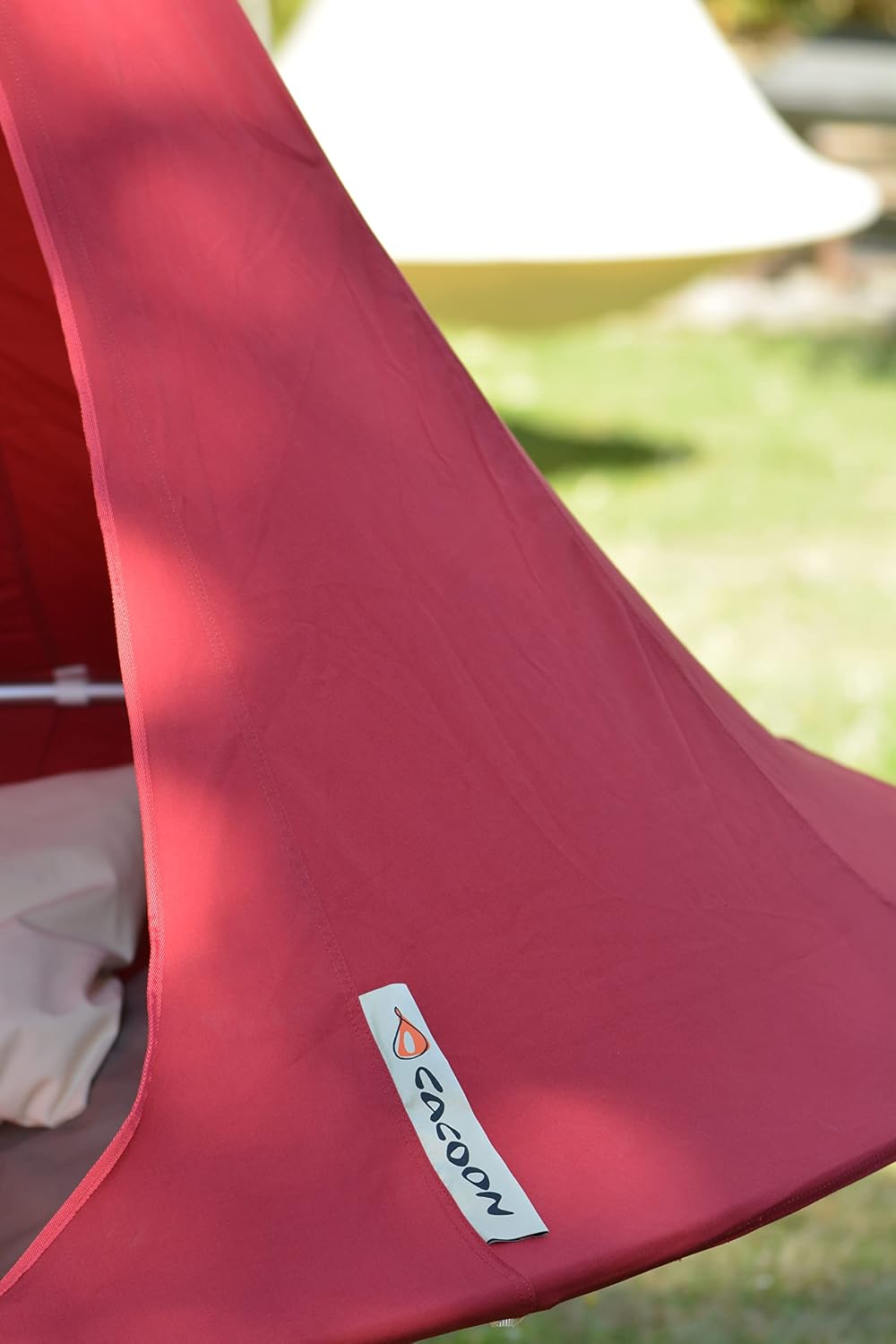 Vivere Double Cacoon Hanging Chair Indoor/Outdoor Polyester Canvas Hammock, Red