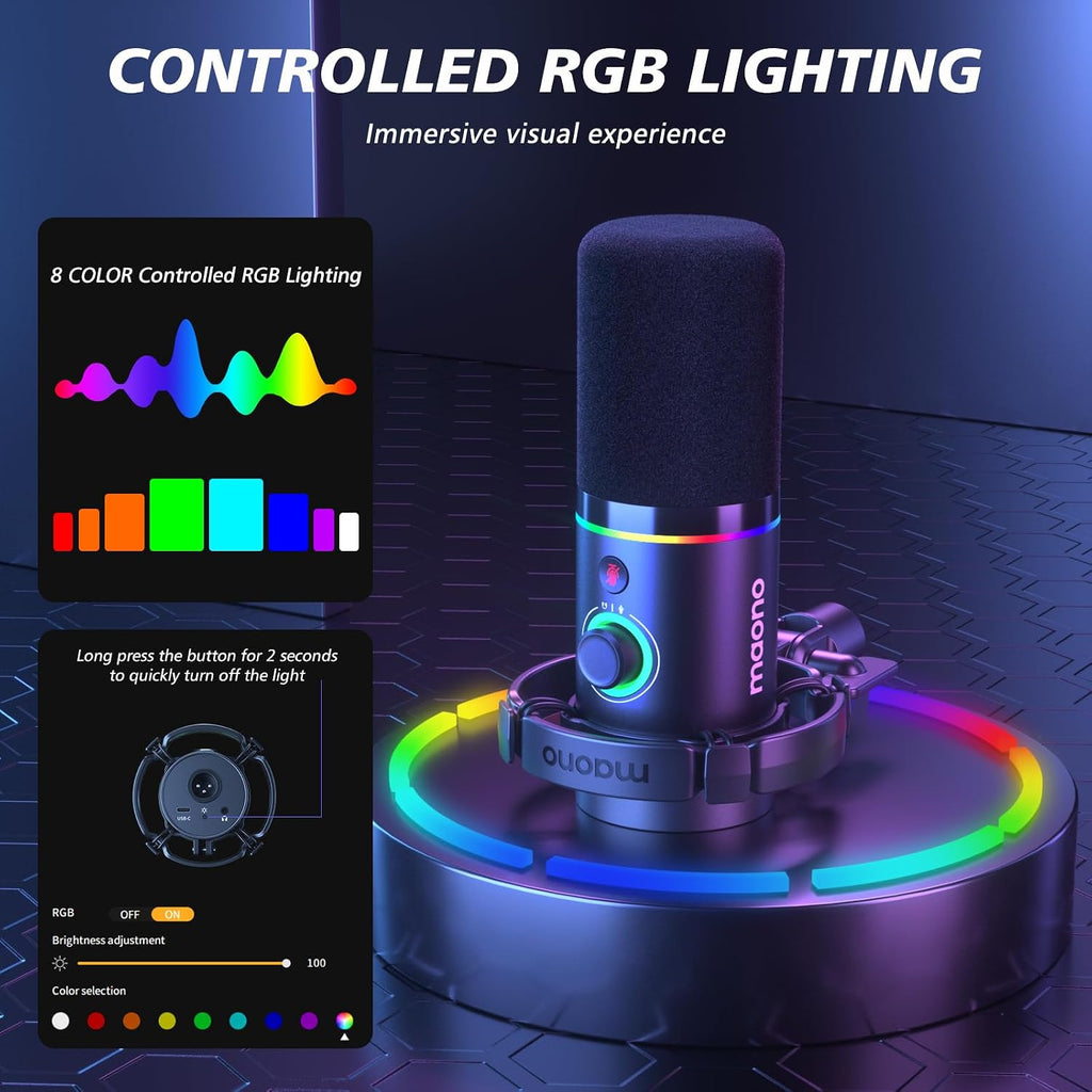 MAONO Dynamic Gaming Equipment: Gaming Mixer with Dynamic Mic and 3.5 mm Monitor Headphones for Gamer, Youtuber, Podcaster