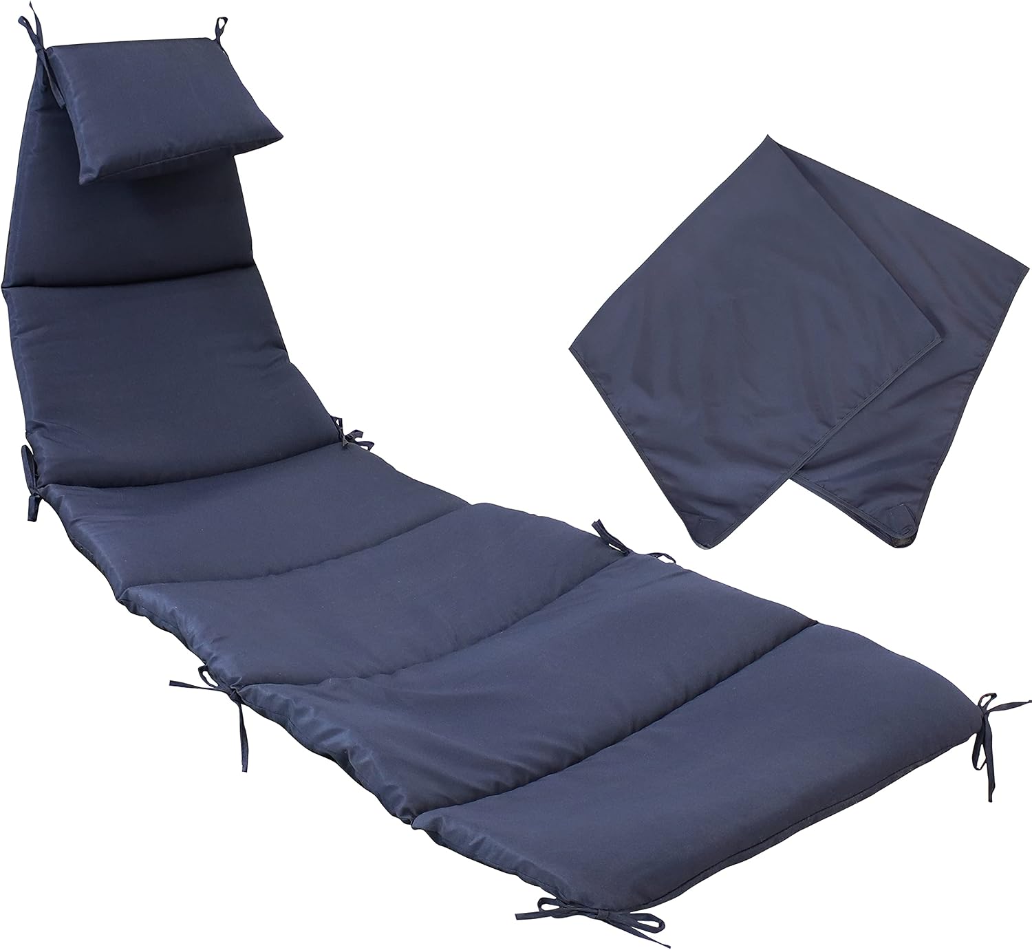 Sunnydaze Outdoor Hanging Lounge Chair Replacement Cushion and Floating Umbrella Fabric Only - Curved Swing Chair Cushion Replacement - Navy Blue