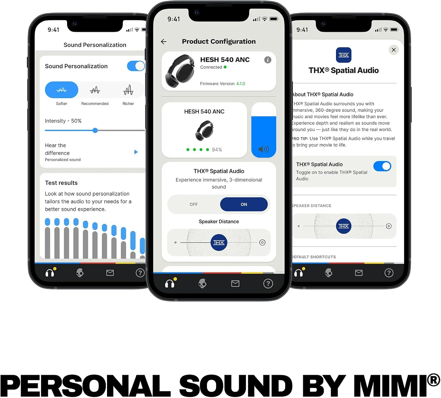 Skullcandy Hesh 540 ANC Wireless Over-Ear Bluetooth Headphones with THX Spatial Audio, Active Noise Cancelling, Personalized Sound, Up to 65 Hours Battery, Microphone for iPhone Android - Bone