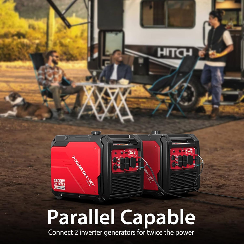 PowerSmart 4800-Watt Gas-Powered Portable Inverter Generator with CO Sensor, Super Quiet Generator for Home Use, Camping and Jobsit, RV Ready 30A Outlet, Wheels Handle Kit, EPA Compliant