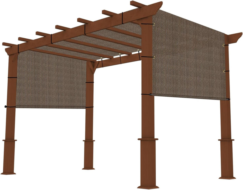 10' x 4' Universal Pergola Shade Cover Replacement Canopy with Grommets Weighted Rods Permeable for Outdoor Patio Porch Backyard Gazebo Brown