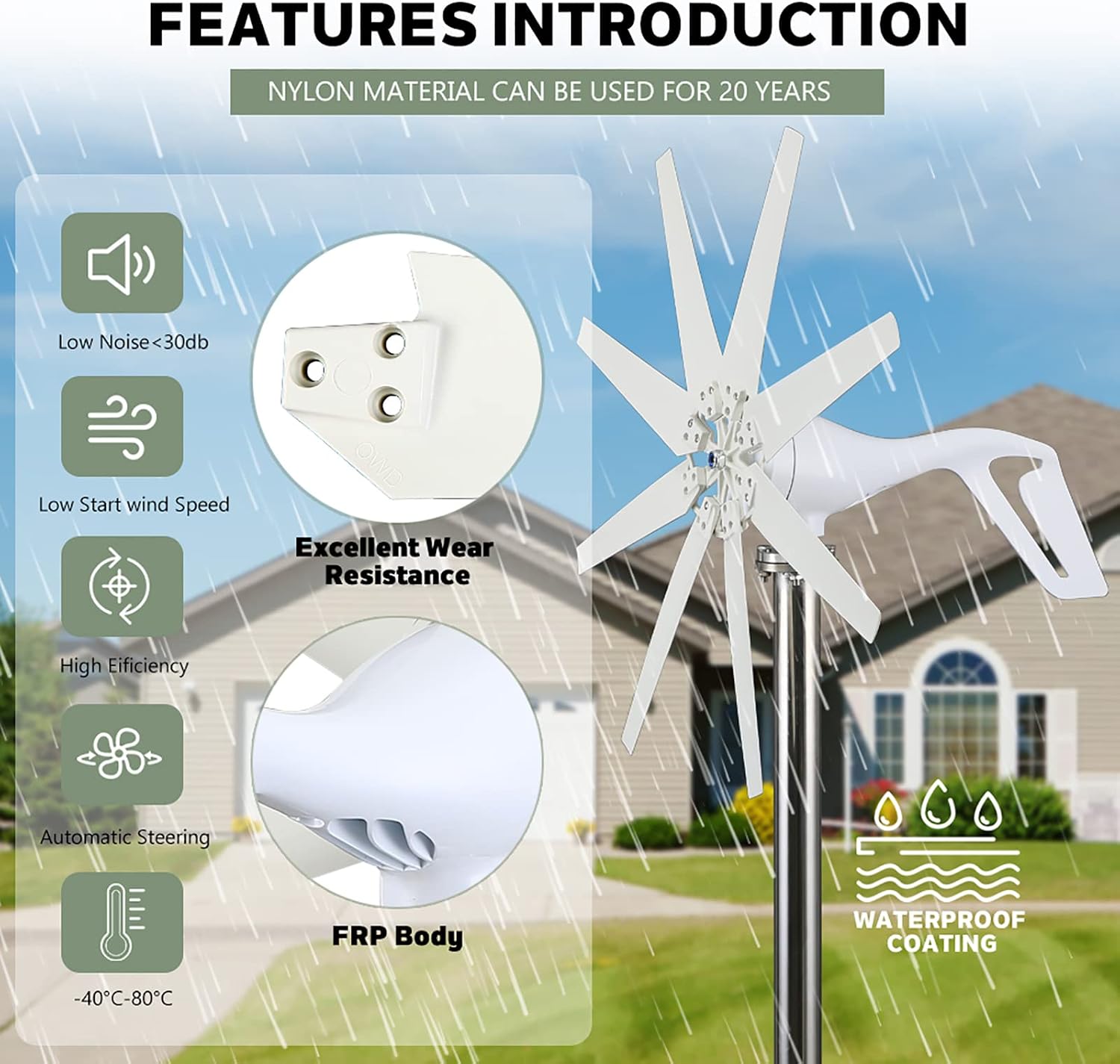 10000W Efficient Wind Turbine Generator, 110V/220V with MPPT Charge Controller Windmill RV Yacht Farm Small Wind Generator Home Use System
