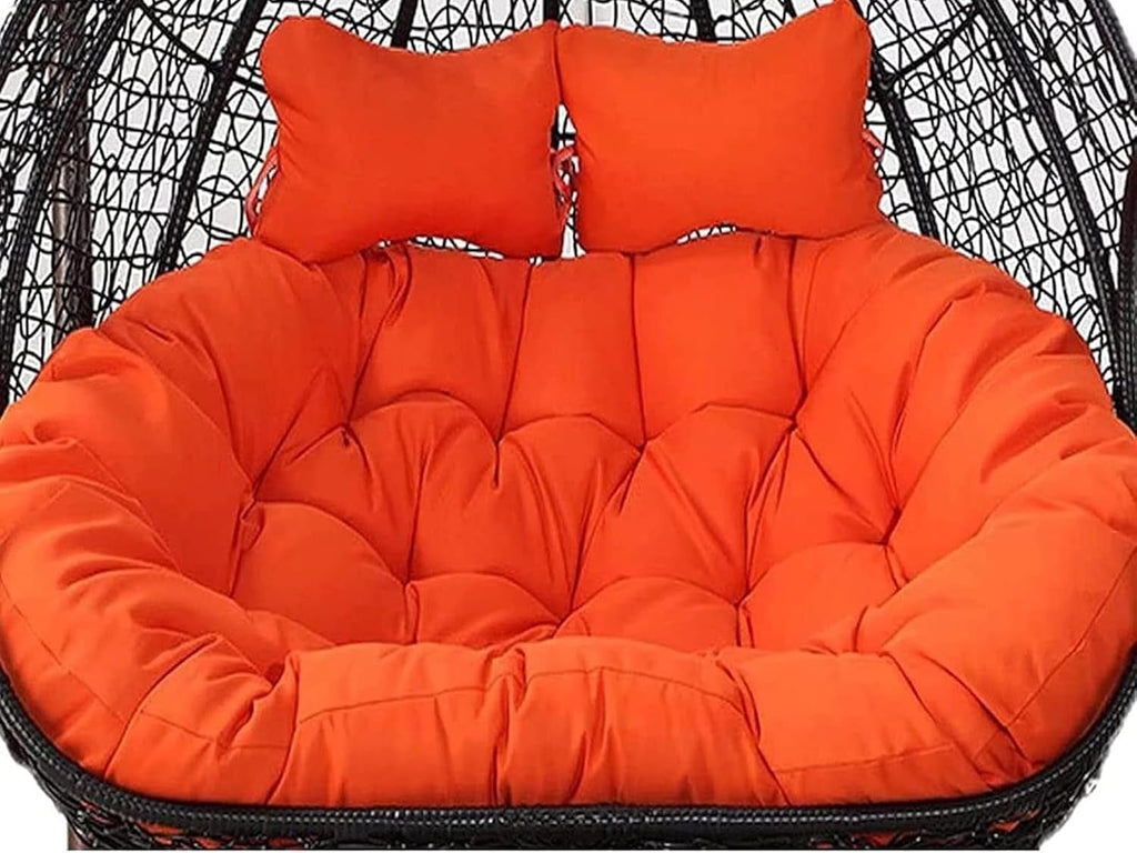 2 Person Egg Chair Cushion Replacement, Double Hanging Rattan Chair Cushion, Hanging Rocking Chair with 2 Adjustable Headrests, Hanging Mattress for Patio Garden Furniture(B)