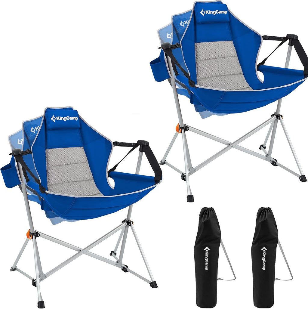 KingCamp Hammock Camping Chair, Swinging Portable Camp Chairs for Adults, 400lbs Heavy Duty Oversized Folding Rocking Chair with Adjustable Recline, Aluminum Alloy Frame for Outdoor Patio Beach Sport