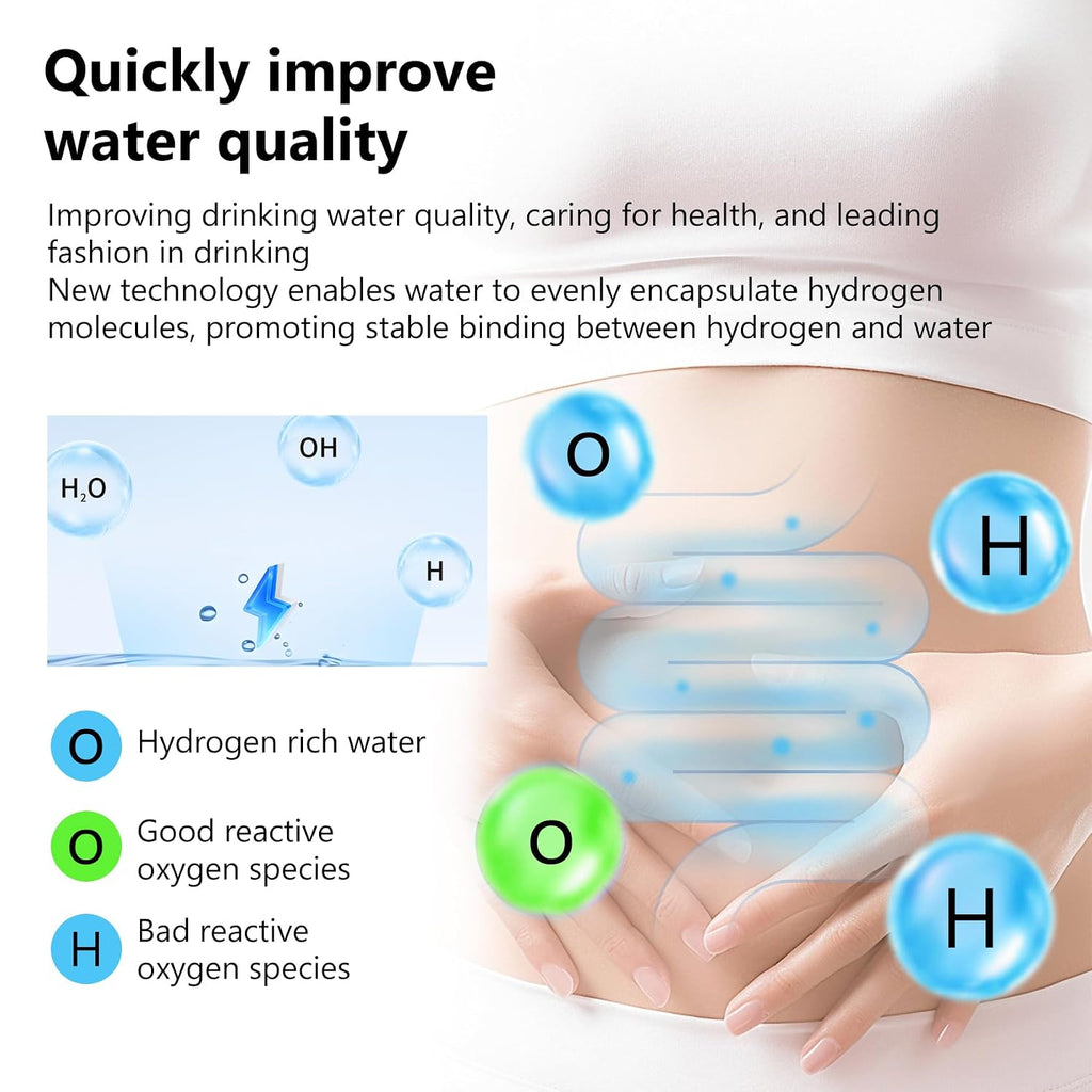 Hydrogen Water Machine Generator | 1800 PPB High Concentration, Portable Hydrogen Water Maker with SPE and PEM Technology for Home, Gym & Travel, Alkaline pH Balance Technology