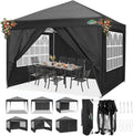 COBIZI 10x10 Pop Up Canopy Tent with 4 Removable Sidewalls, Waterproof Outdoor Commercial Easy Set Up Gazebo Tent Canopy Tents for Party/Exhibition/Picnic with Carry Bag,8 Stakes & 4 Ropes (Black.