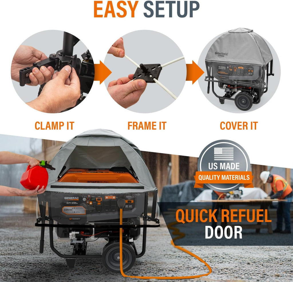 GenTent XL Open Frame Running Cover – Universal Kit Generator Tent for Larger Generators (Gray, XL - Extreme)