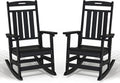 Plawdlik Oversized Rocking Chair Set of 2,HDPE All-Weather Outdoor Rocking Chair,Patio Rocking Chairs for Porch.Black