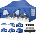 COBIZI Canopy 10x20 Pop Up Canopy Tent with 6 Sidewalls, Waterproof Commercial Canopy Ez Outdoor Instant Gazebo Easy to Set up Event Shelter, Garden Tents for Parties with Sandbags, Blue
