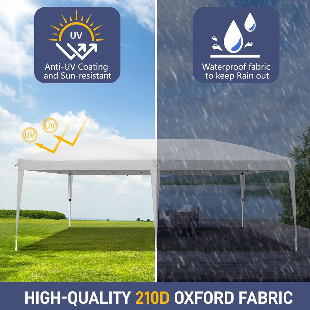 10x20 Pop Up Canopy Tent Outdoor Instant Gazebo Portable Shelter with Carry Bag for Commercial Activity Party Wedding Events Birthday BBQ
