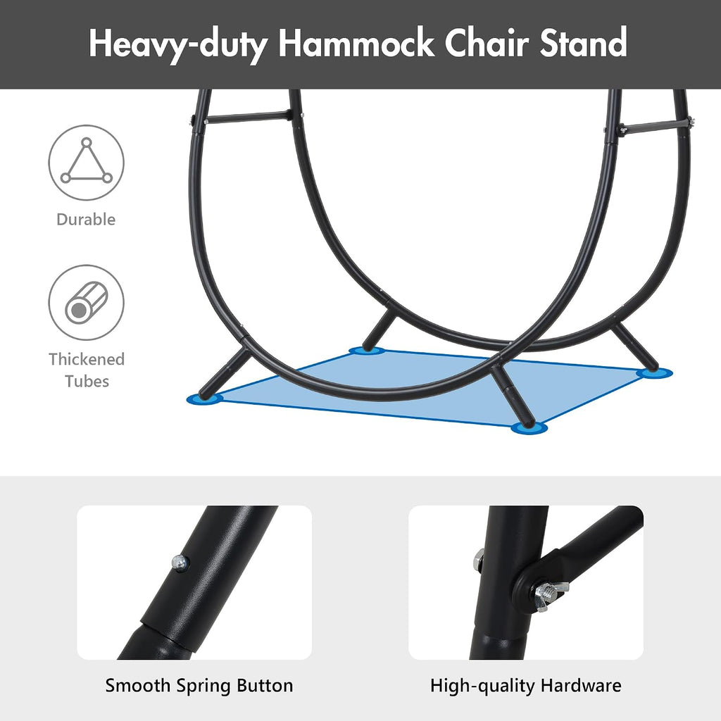 ANOW Hammock Swing with Stand Included, Outdoor Hanging Swing Chair with Stand and Removable Seat Cushion, Max 400 Lbs, Dark Grey