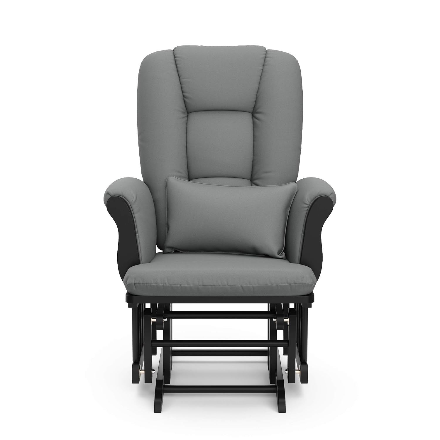 Storkcraft Tuscany Glider with Ottoman (Black/Gray) — GREENGUARD Gold Certified, Bonus Lumbar Cushion Included, Solid Wood Base, Smooth Motion, Award-Winning Nursery Rocking Chair, Glider and Ottoman