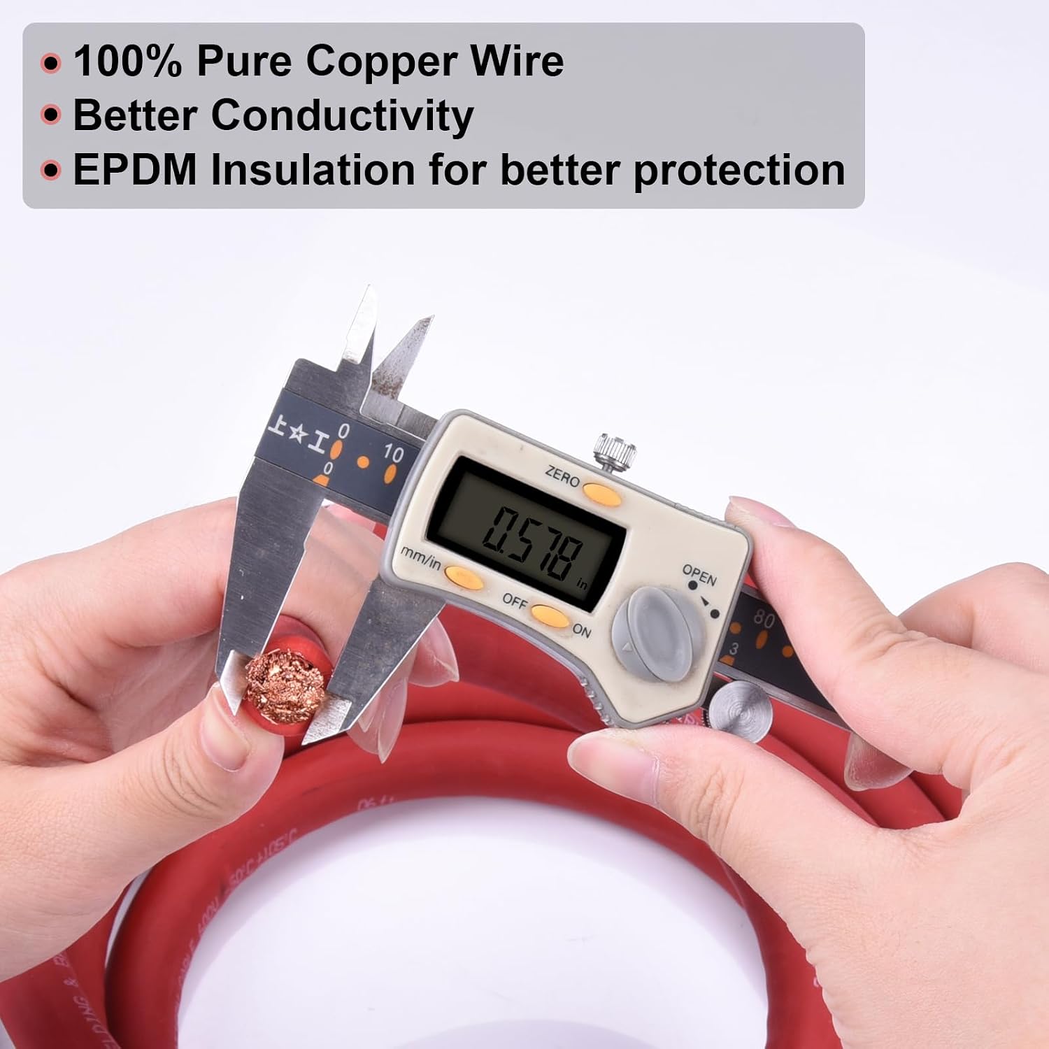 4/0 Gauge Battery Cable, 10FT Red + 10FT Black 4/0 AWG Pure Copper Wire Welding Cable, for Automotive, Battery, Solar and Generator, Standard USA OFC Wire