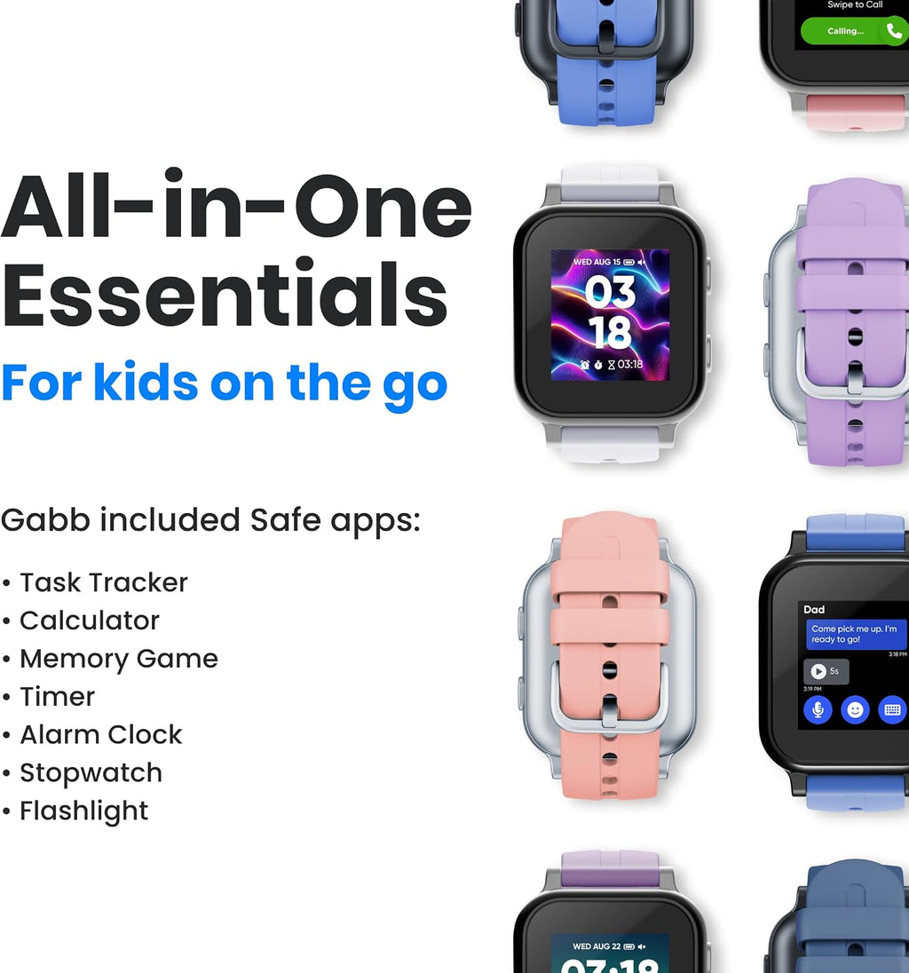 Gabb Watch 3e - GPS Tracker for Kids, Digital Smart Watch, No Social Media or Internet, Fees Required (Silver)