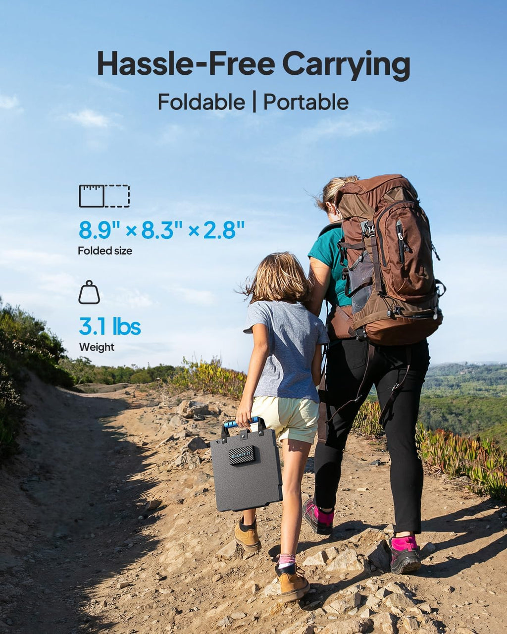 BLUETTI 60W Solar Panel, 60 Watt for Solar Generator Handsfree 1 Handsfree 2 AC2A, Foldable Solar Charger for Hiking, Camping, Travel