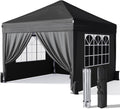 Driftalia 10x10 Pop Up Canopy with Sidewalls, Outdoor Instant Canopy Tent with Carry Bag for Commercial Events, Camping, Backyard Parties - Black