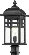 Emliviar 22 Inch Large Outdoor Lamp Post Light, Farmhouse Pole Lights for Outside Patio, Waterproof Aluminum in Black Finish with Seeded Glass, DE279P-M BK