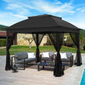 11x11 Pop Up Gazebo Tent with Mesh Netting, Instant Outdoor Canopy with UPF 50+ UV Protection, Water Resistant, Black