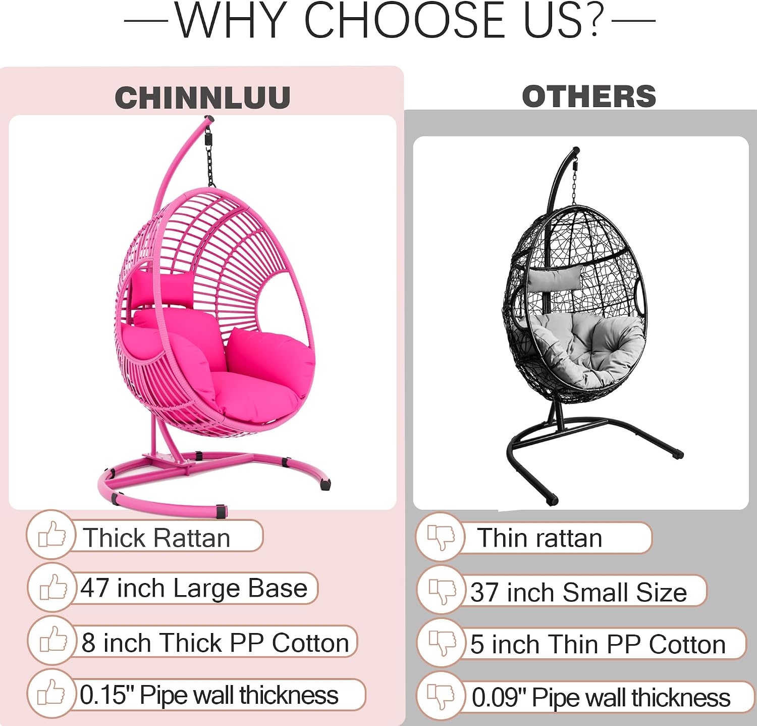 Oversized Hanging Egg Chair with Stand Outdoor Wicker Swing Chair Comfy Hammock Egg Shaped Chair 400lbs Capacity for Patio, Garden and Balcony