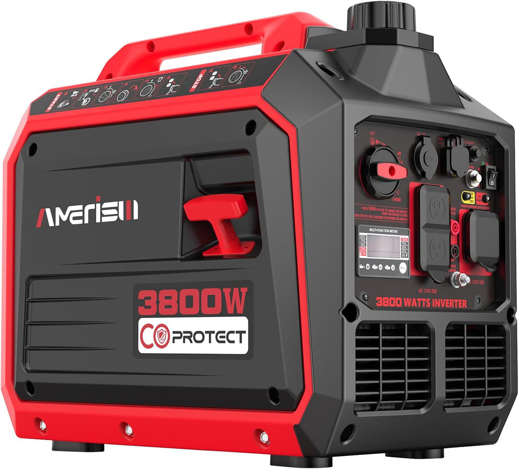 AMERISUN 3800 Watt Portable Inverter Generator with CO Protect, Super Quiet Generator for Home Use, Camping, RV and Trailer, Gas Powered, EPA Compliant