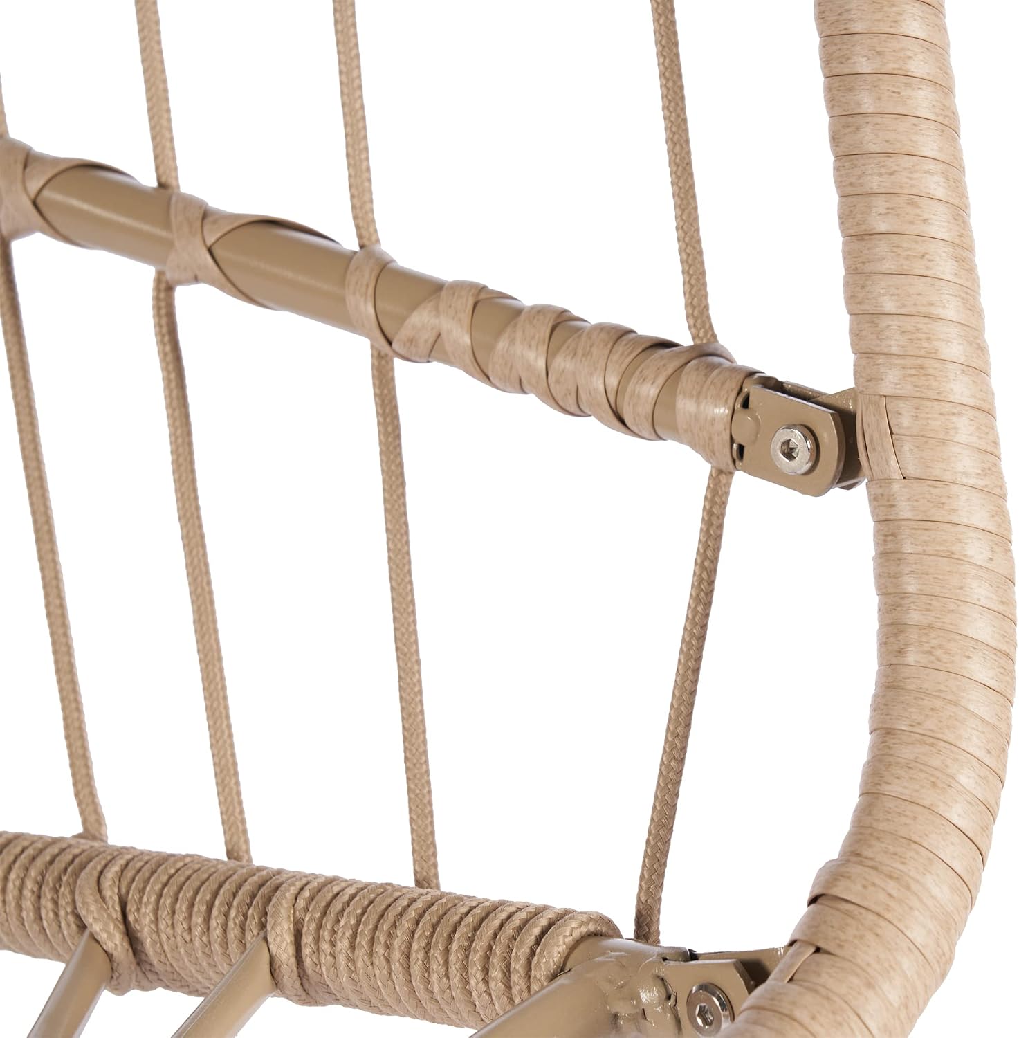 Outdoor Garden Rattan Egg Swing Chair,Foldable Wicker Egg Hanging Chair for Bedroom,Living Room,Deck,Supprt Up to 360 lbs (Khaki)
