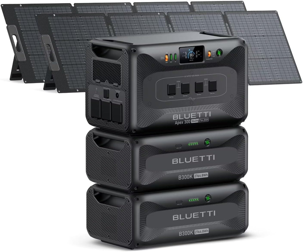 BLUETTI Apex 300 Solar Generator & 2 B300K with 2 200W Solar Panels, 8294.4Wh LFP Battery Backup with 6 3840W AC Outlets, Modular Power for Home, RV and Emergencies