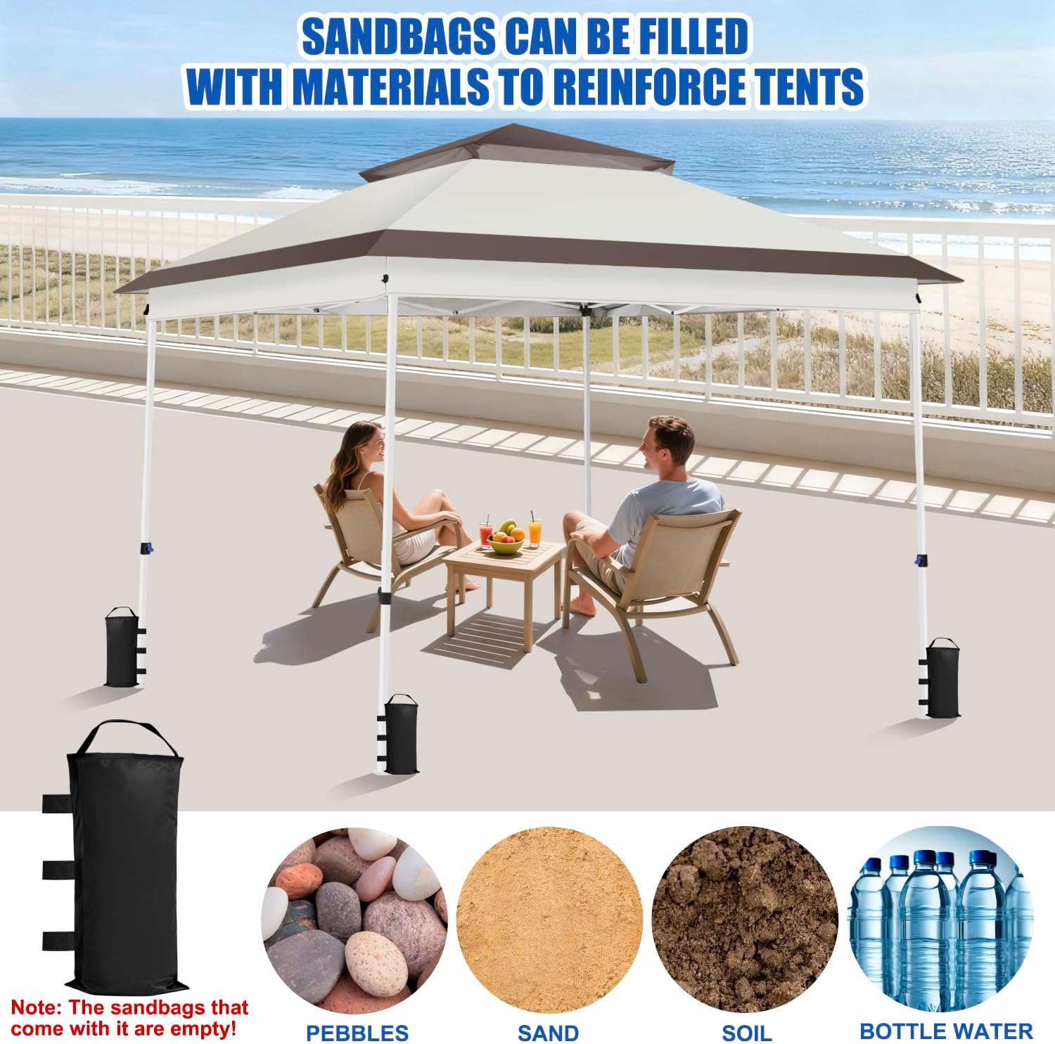 Yesker 10x10 Pop Up Canopy Tent w Mesh Netting Sidewall Vented Top - Heavy Duty Outdoor Canopy, Easy Setup Shelter Gazebo Waterproof 10x10 Popup Tnets for Patio Backyard Parties & Events, Khaki Brown