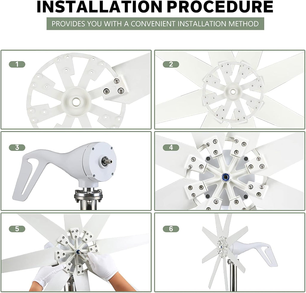 10000W Efficient Wind Turbine Generator, 110V/220V with MPPT Charge Controller Windmill RV Yacht Farm Small Wind Generator Home Use System