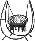 ANOW Hammock Swing with Stand Included, Outdoor Hanging Swing Chair with Stand and Removable Seat Cushion, Max 400 Lbs, Dark Grey