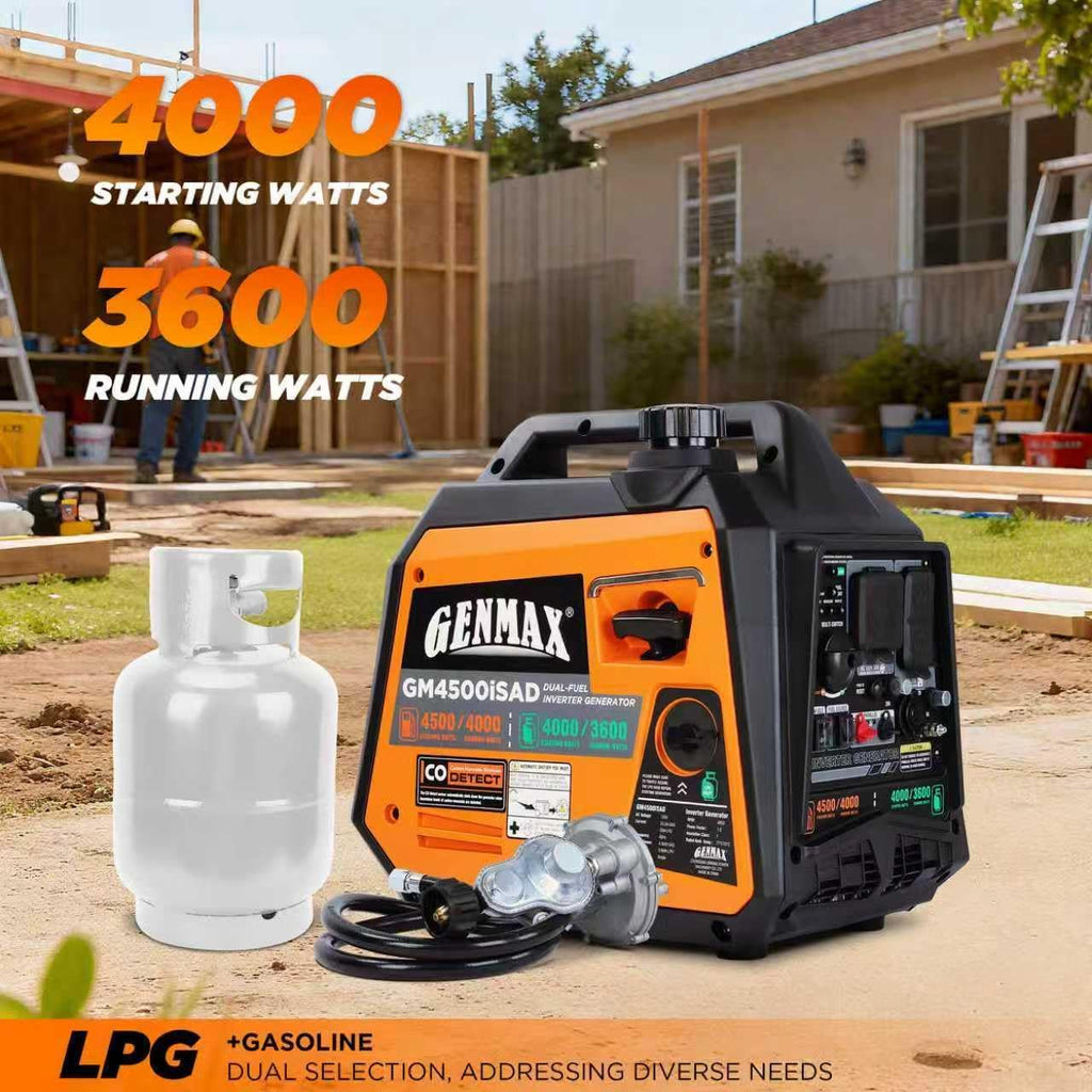 GENMAX 4500W Peak Dual-Fuel Silent Inverter Generator （2026 Model） - Ultra-Lightweight with CO Detector, EPA Compliant, Ideal for Home Backup & Outdoor Camping (GM4500iSAD)