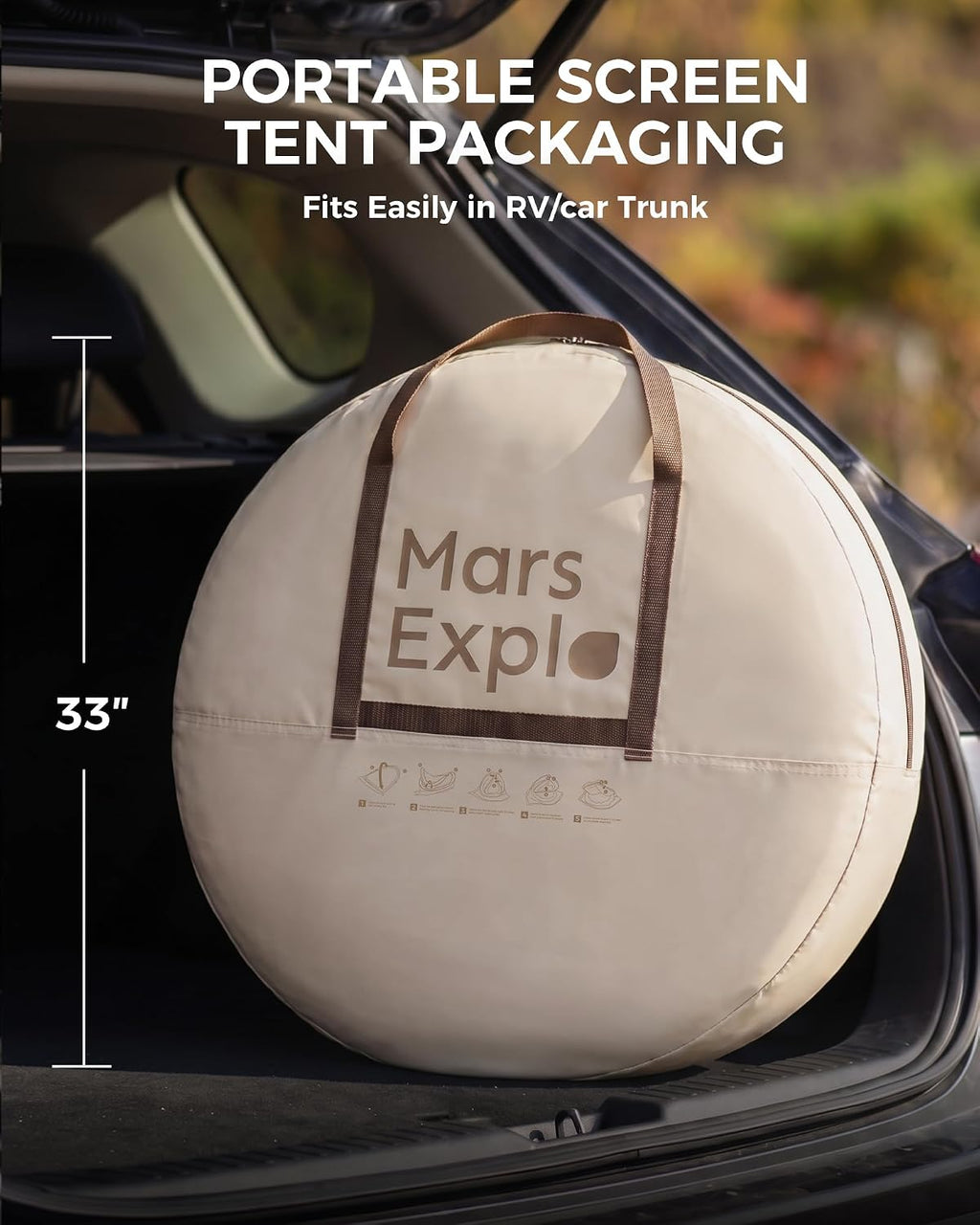 12x12 FT Pop-Up Screen Tent, Portable Screen Room Canopy with Zipper Doors for Patio, Backyard, Deck & Outdoor Activities, Beige
