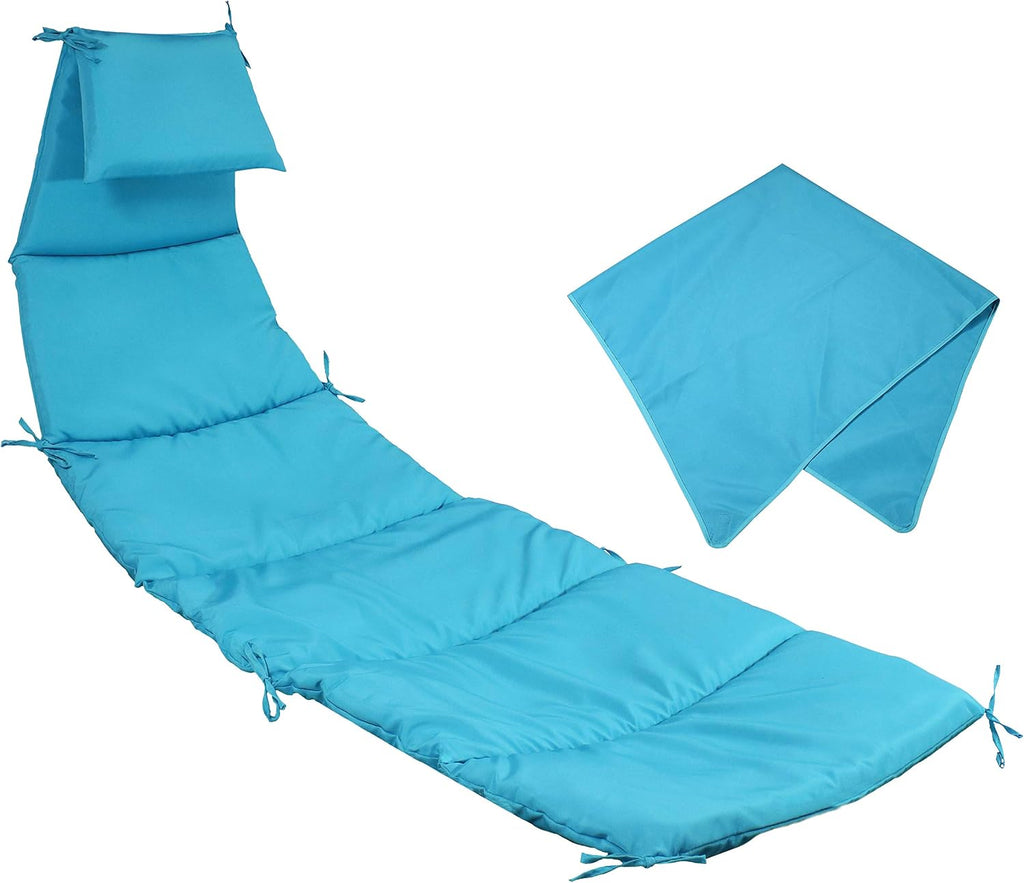 Sunnydaze Outdoor Hanging Lounge Chair Replacement Cushion and Floating Umbrella Fabric Only - Curved Swing Chair Cushion Replacement - Teal