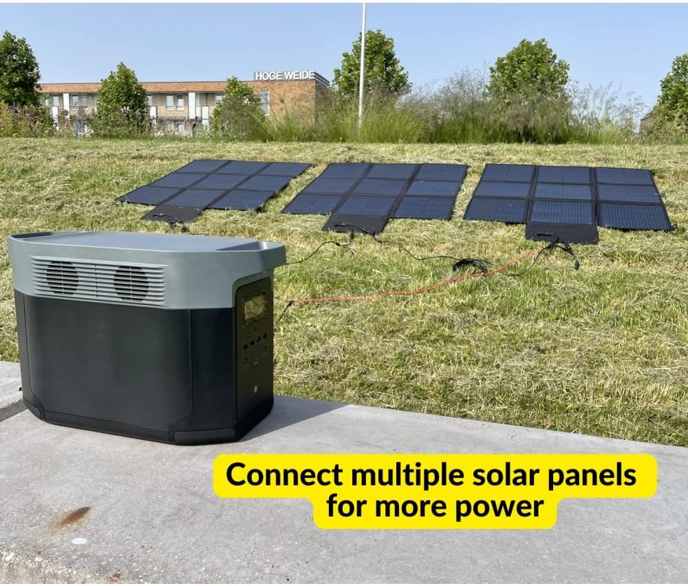 LENSUNSOLAR 200W 12V Portable Solar Panel Blanket with Standard Connectors for Solar Generator Power Station, Lightweight Ultra-Thin only 5.2 kgs/11.4 lbs