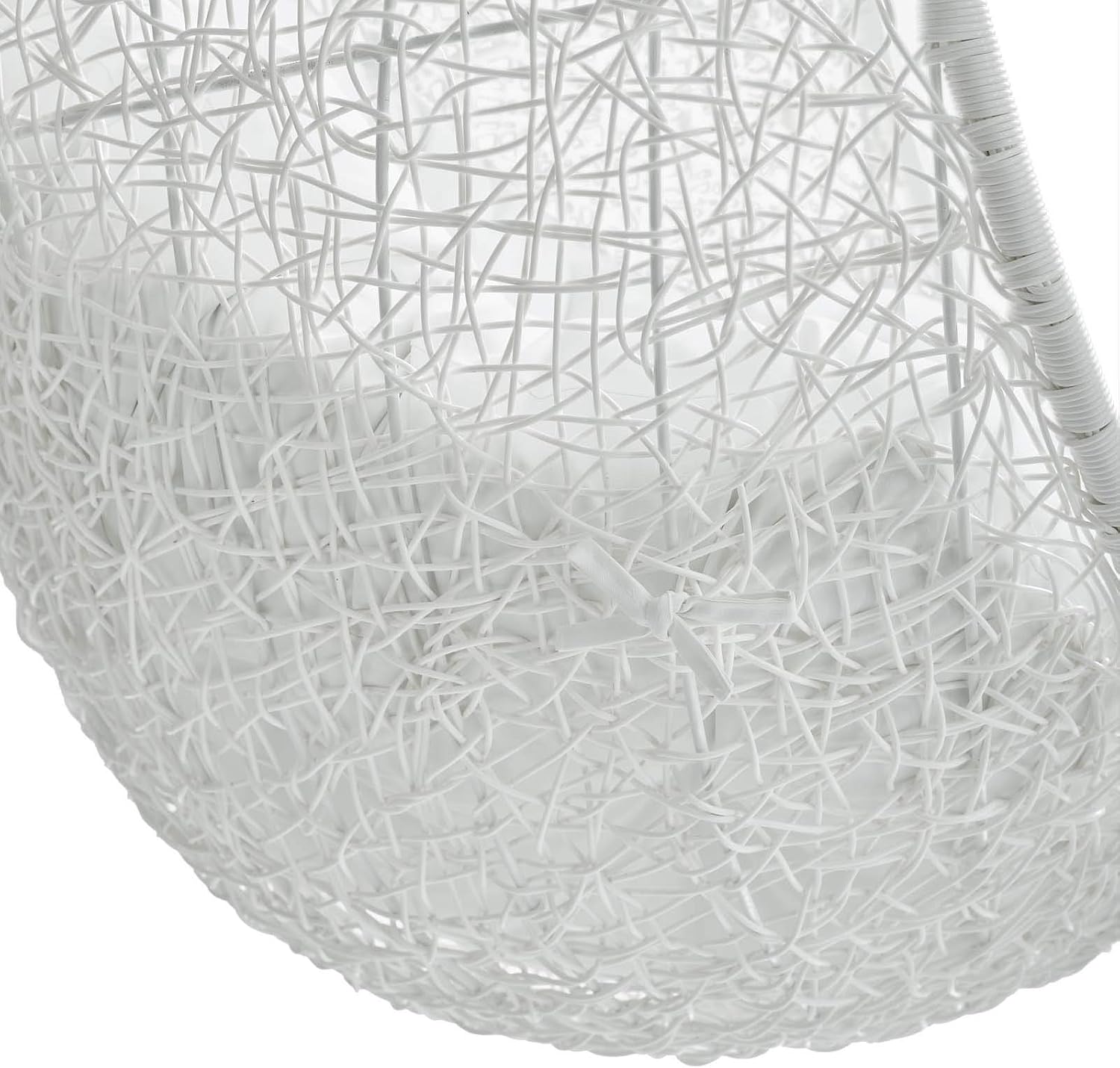 Modway Hide Wicker Rattan Outdoor Patio Porch Lounge Egg Swing Chair Set with Stand in White