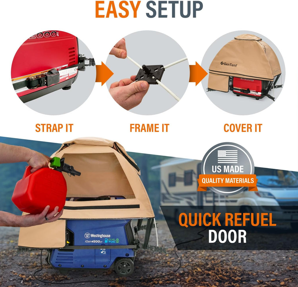 GenTent Inverter Running Cover – Generator Tent for Fully Encased Inverters (Tan, Original - Standard)