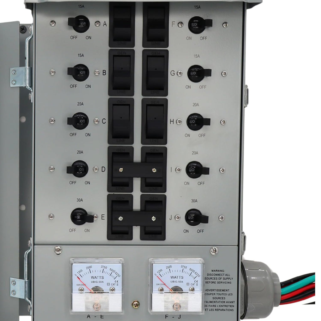 Connecticut Electric Series 2 Backup Power Manual Transfer Switch Kit, 50 Amp, 10 Circuits, with 25' Cord & Outdoor Rated 50A Inlet (Transfer Switch Kit - 25 ft Cord)