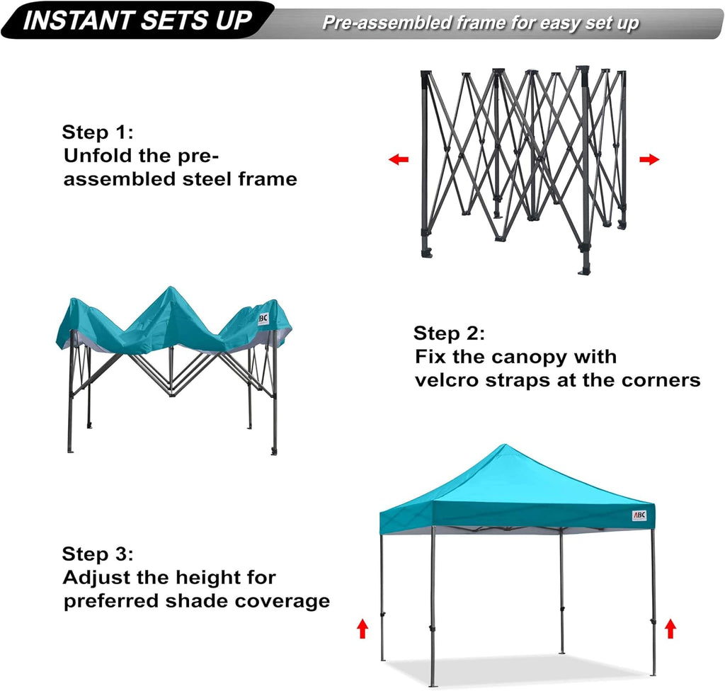 ABCCANOPY Patio Pop Up Canopy Tent 10x10 Commercial-Series (Turquoise)