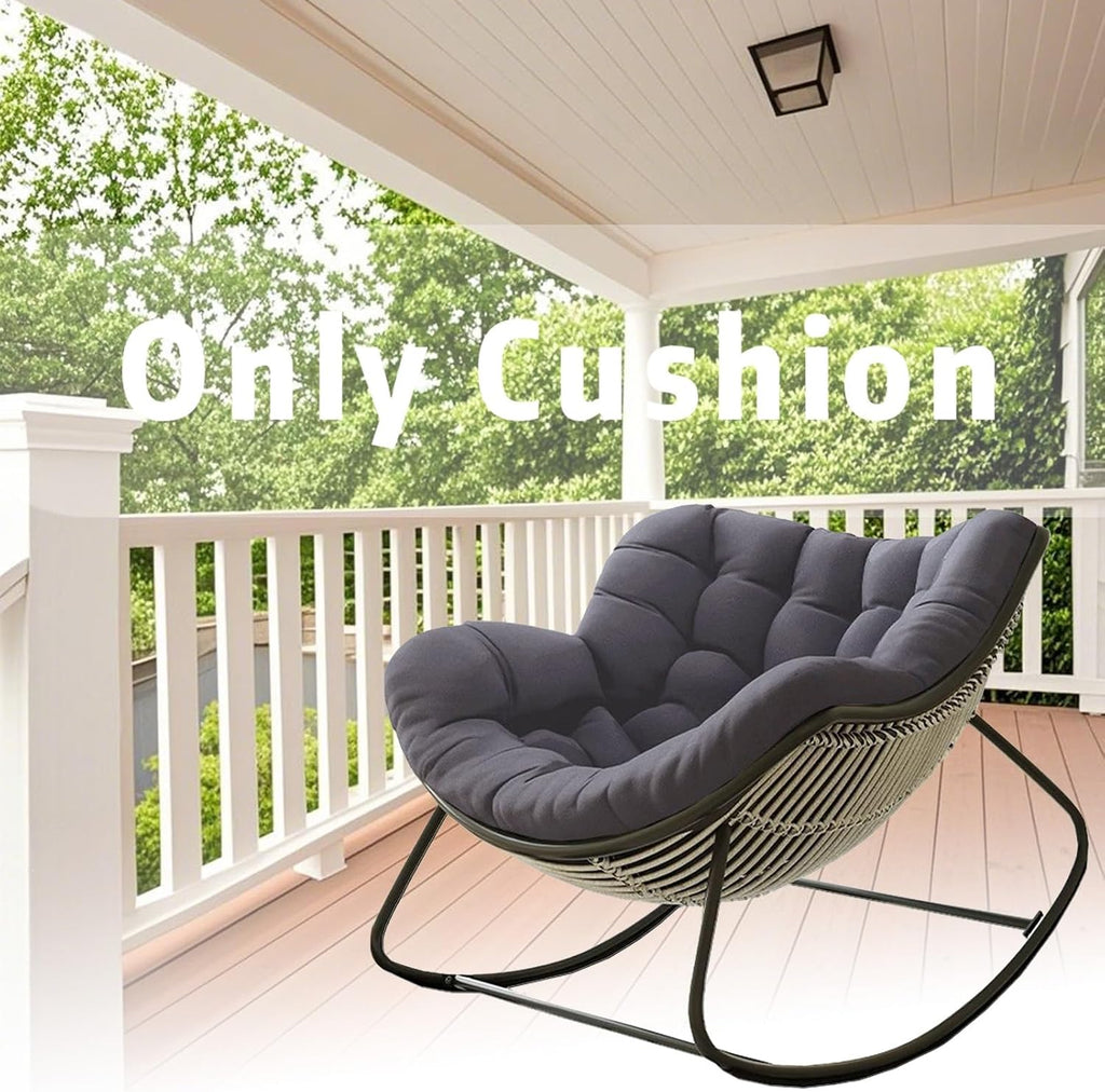 Patio Egg Rocking Chair Cushion, Royal Papasan Chair Cushion, Oversize Indoor Reading Chair Cushion for Living Room Front Porch Garden Balcony Lawn(Only Cushion)