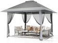 13x13FT Pop-Up Gazebo, Instant Canopy Gazebo with Mosquito Net & Double Roof, Adjustable Height Canopy Tent, UV-Resistant Outdoor Shelter for Patio, Backyard, Garden, and Camping
