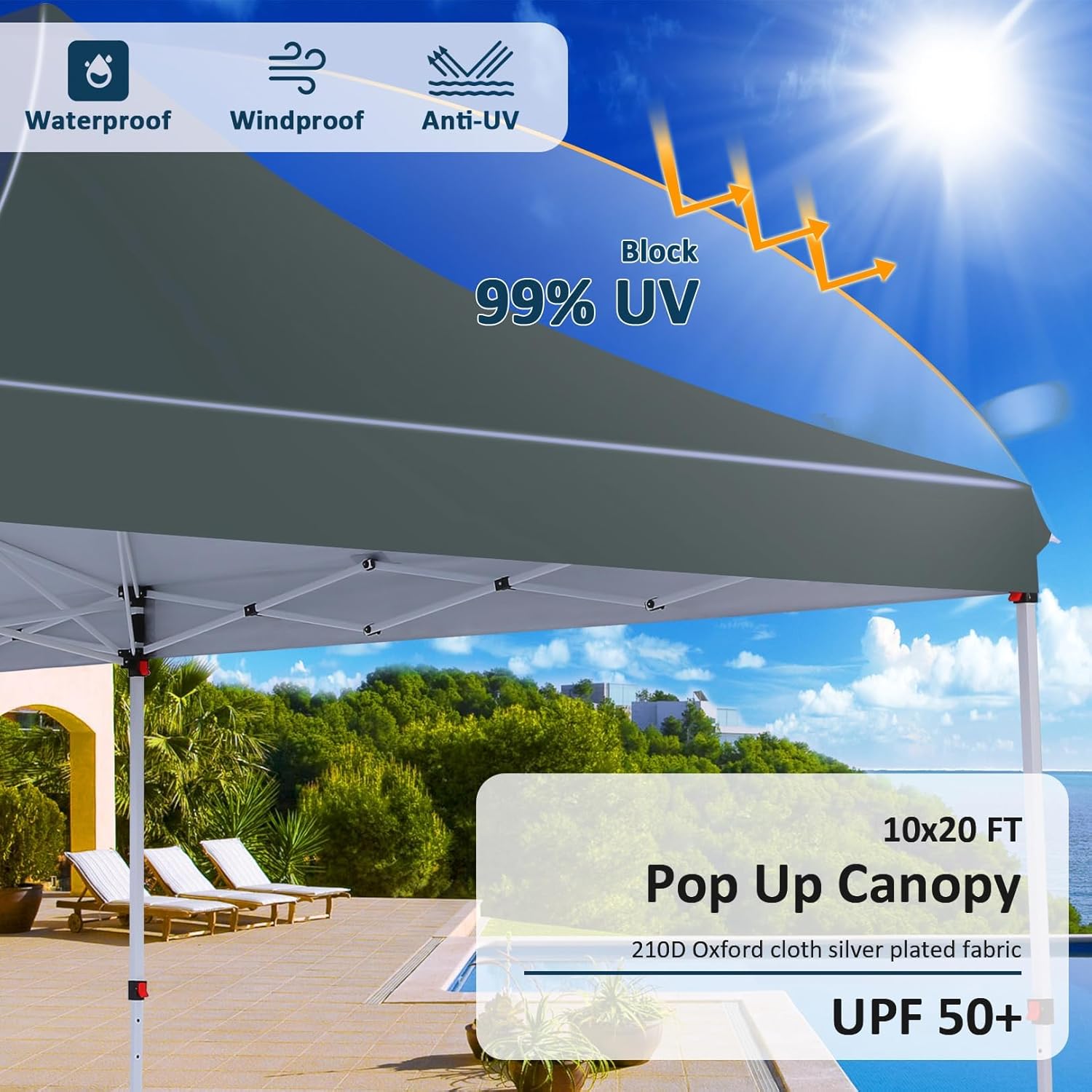 COBIZI 10x20 Pop Up Canopy with 6 Sidewalls, Conical Party Tent 10x20 with 3 Adjustable Height Waterproof, UV-Resistant with Carry Bag, Sandbag, Stake, Ropes for Parties, Commercial (Frame Upgraded)