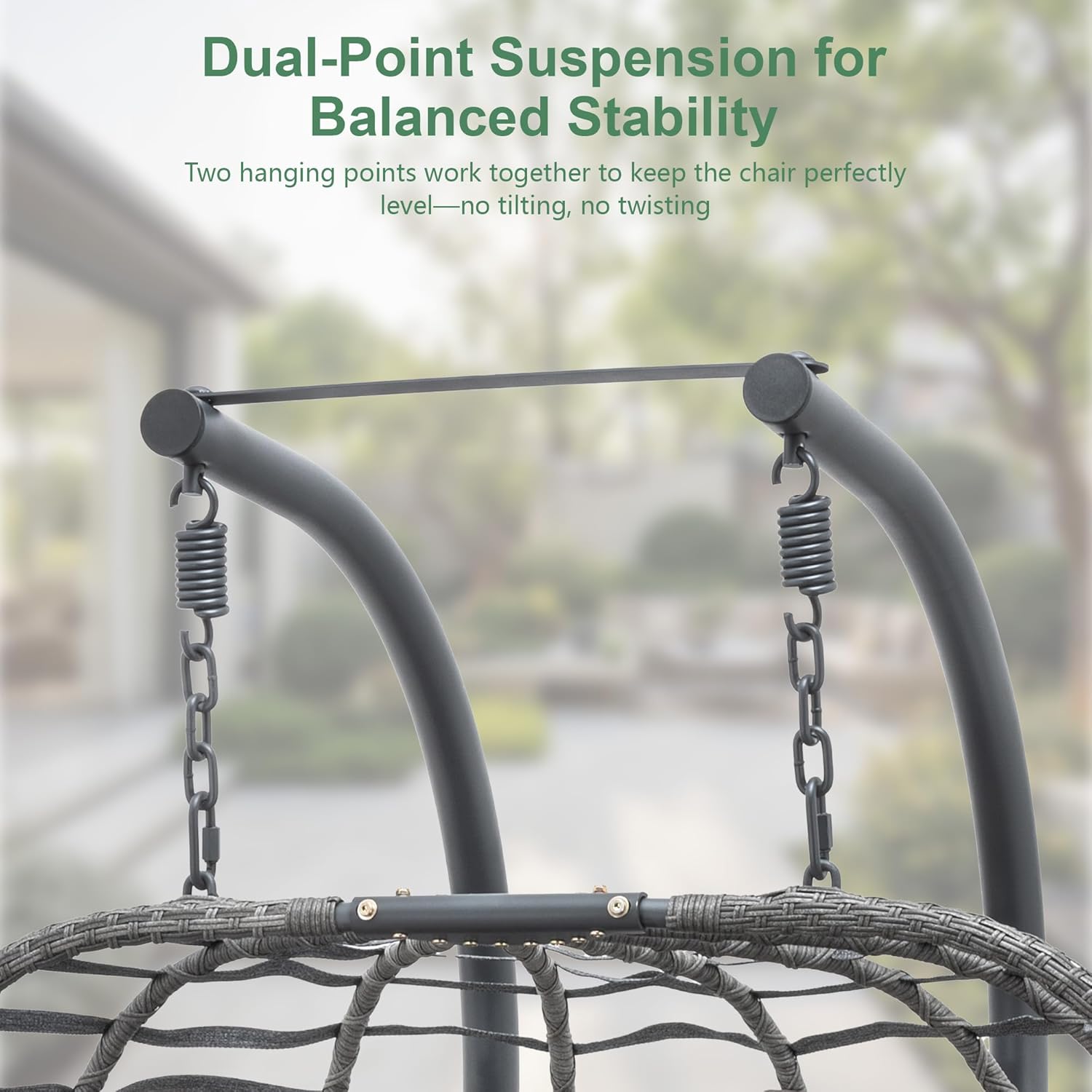 Double Egg Swing Chair with Stand for Outdoor, Patio Hand Made Rattan Wicker 2 Double Hanging Egg Chairs Hammock Chair with UV Resistant Cushion and Metal Frame, Porch Swing Loveseat for Backyard