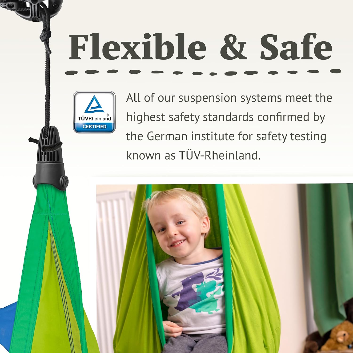 La Siesta® Joki Air Hanging Nest Sensory Swing for Kids - Weather-Resistant Outdoor Indoor Swing for Kids, Hammock Chair Pod Swing Ages 3-12 - Froggy