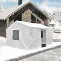 Domi 12' x 20' Universal Winter Gazebo Cover, All Season Waterproof Enclosed Cover with Sidewalls & Ventilated Mesh Windows, All-Weather Outdoor Cover for Gable Roof Gazebos, White