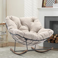 Outdoor Rocking Chair, 400 lbs Sturdy Frame with Thick Cushion,Patio Papasan Chair for Bedroom, Living Room, Porch, Garden(Beige)