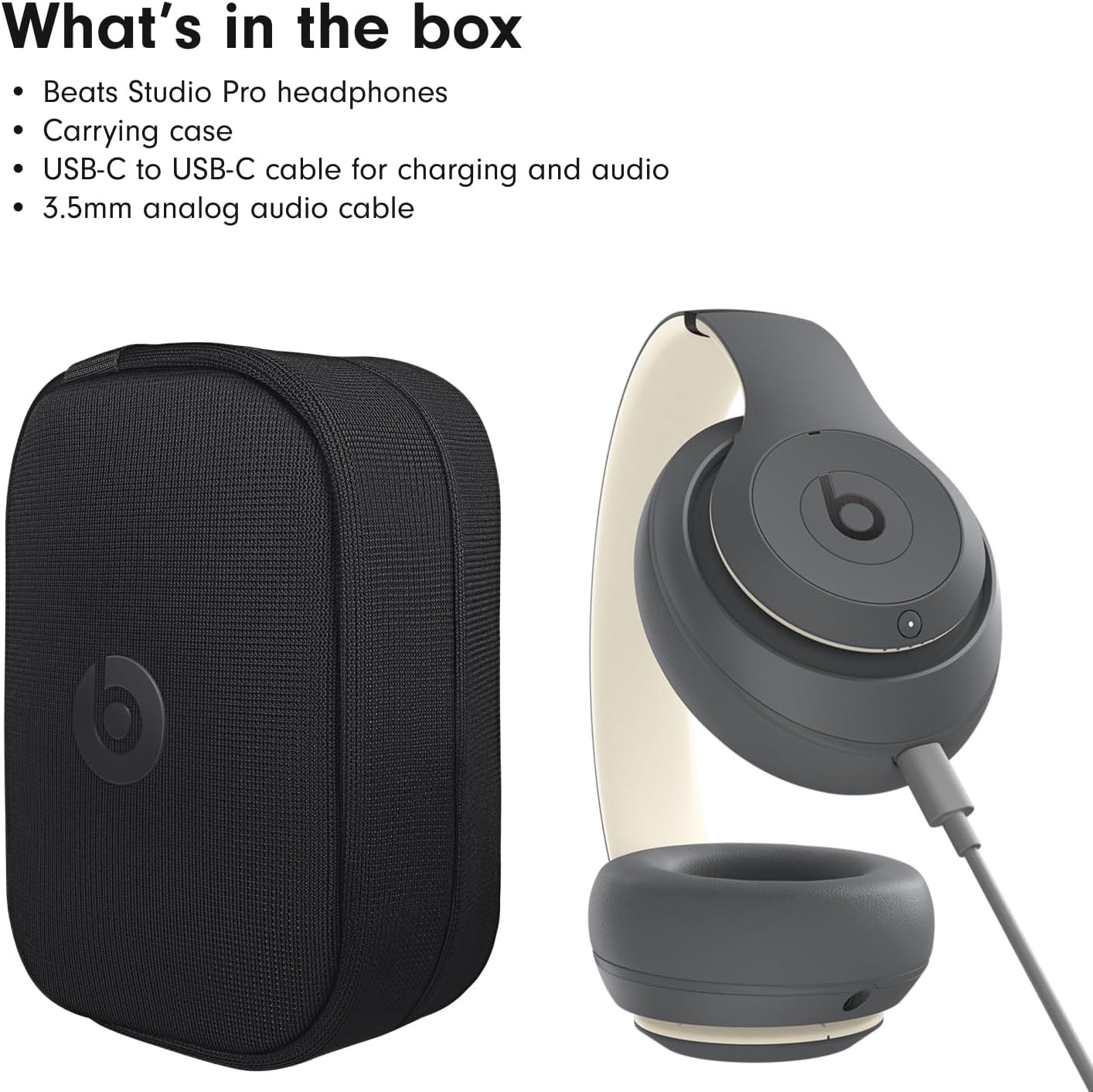 Beats Studio Pro Premium Wireless Over-Ear Headphones- Up to 40-Hour Battery Life, Active Noise Cancelling, Great for Travel & Commuting, Apple & Android Compatible - Exclusive Sand Gray