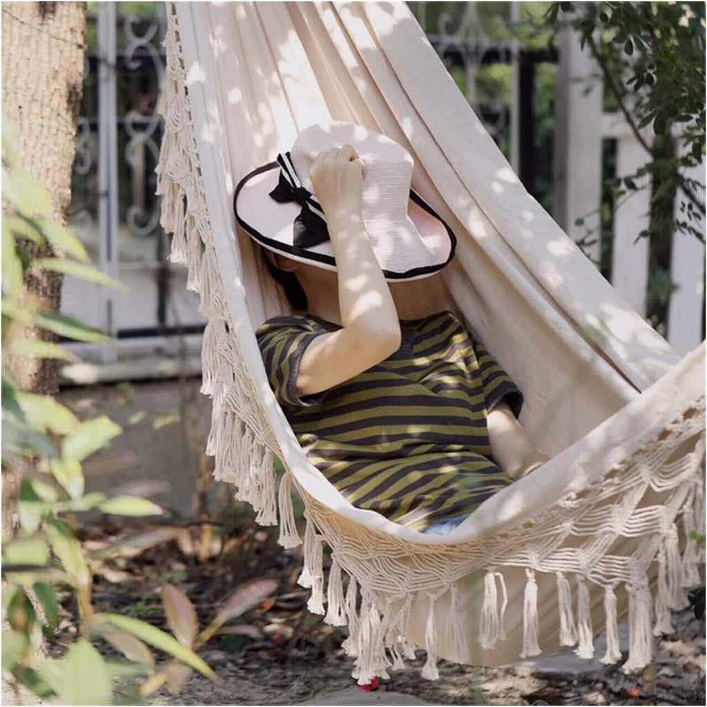 Hanging Chair Swing Foldable Hammock, Fringed Canvas Rocking Chair, Hanging Bed, Hiking Camping Hunting Folding Hammock Hammock
