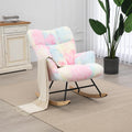 SAETSFEG Nursery Rocking Chair Teddy, Upholstered Glider Rocker with High Backrest, Comfortable Stylish Accent Armchair with Padded Seat for Living Rooms, Bedrooms, Offices, Colorful