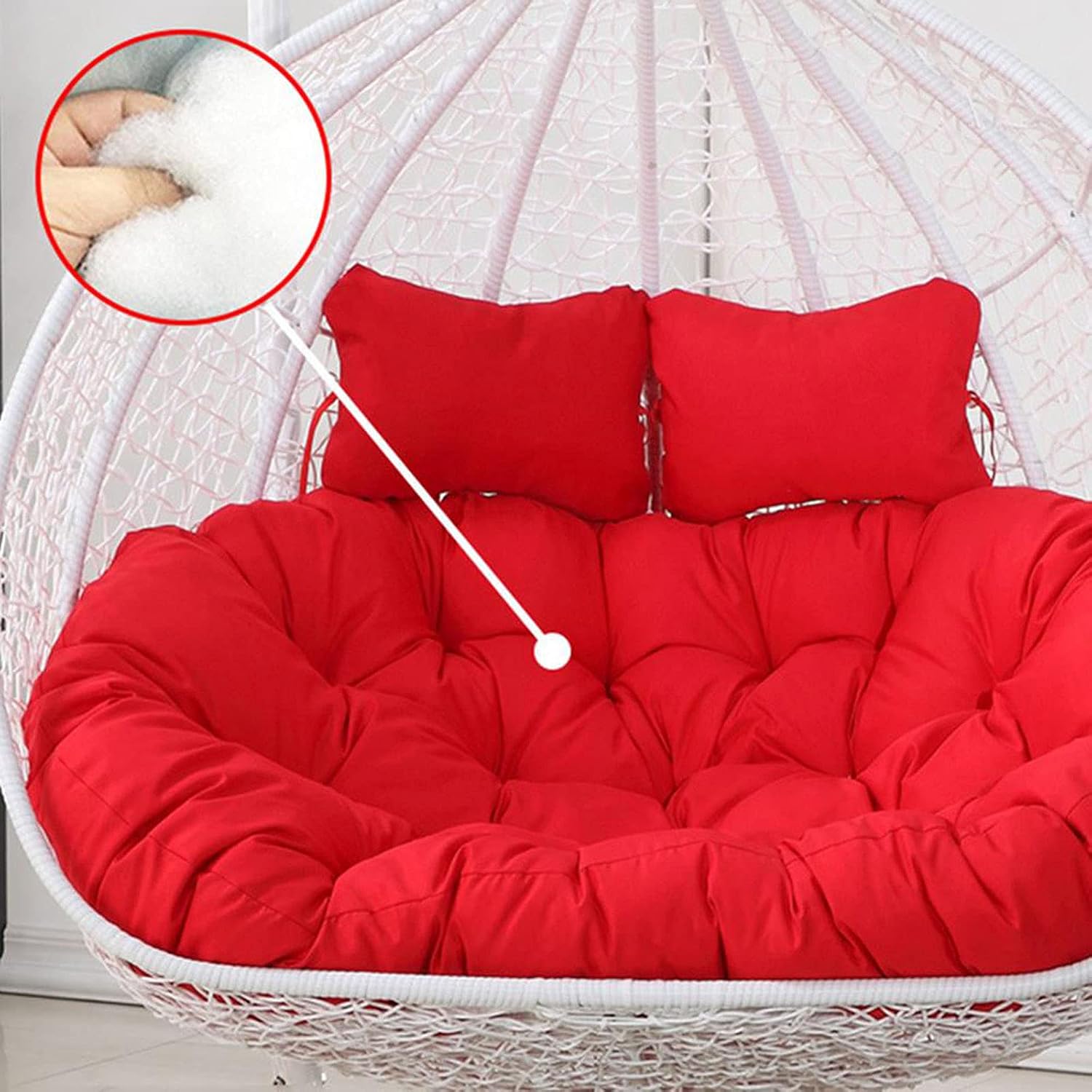 Double Swing Chair Cushion,Hammock Chair Cushions,Without Stand Thickening 2 Persons Seater Hanging Egg Swing Seat Cushion Washable for Garden-Brown 140x110cm(55x43inch)